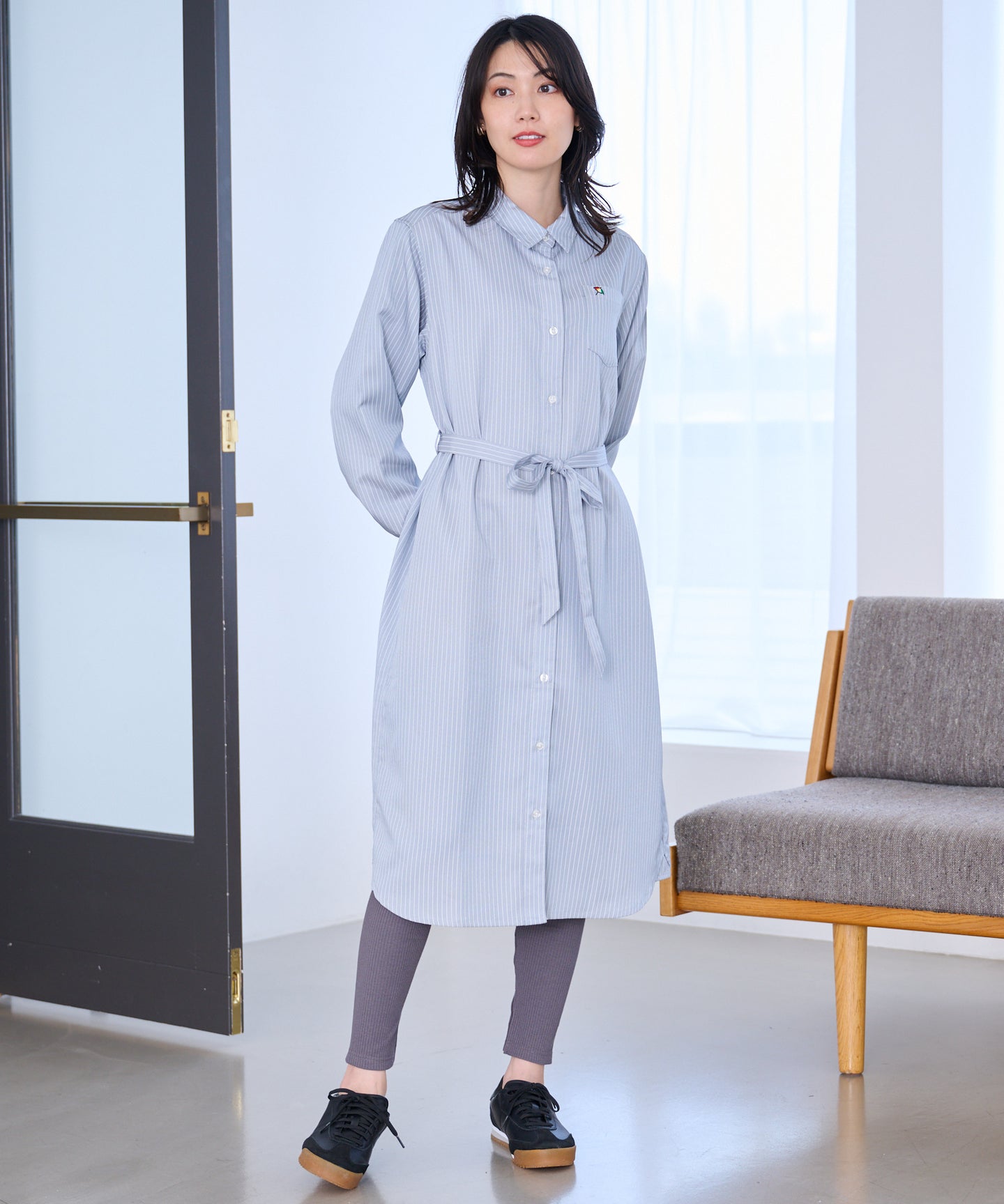 Arnold Palmer イージーケア ストライプ シャツワンピース